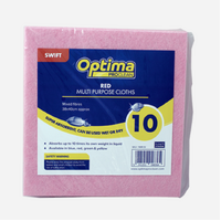 RED Super Absorbent Cloths (Pack x10) Optima Multi Purpose 