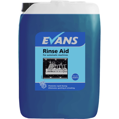 RINSE AID 20L - EVANS - Promotes Drying & Eliminates Spotting on Crockery & Glassware (20L)