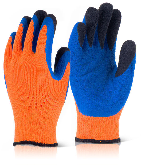 B-Flex Heavyweight Fleece Lined Thermo Gloves Orange & Blue EN388