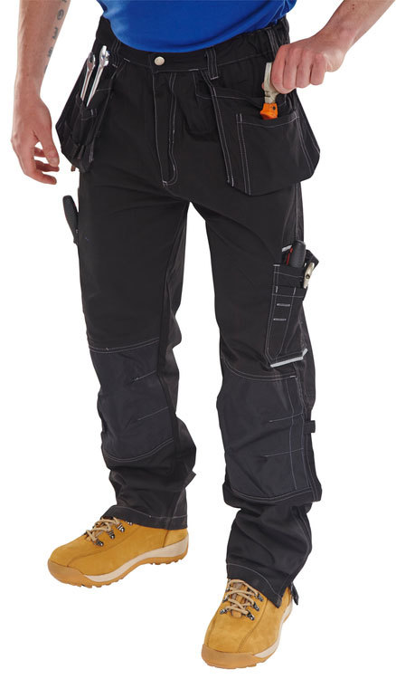Shawbury Heavy Duty Workers Trousers Multi Pocket Black