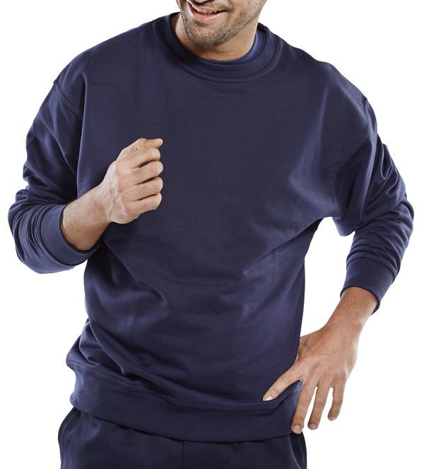 Click Premium Heavyweight Crew Neck Sweatshirt Jumper Work Black or Navy Blue 