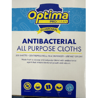 Antibacterial All Purpose Cloths Blue Boxed Roll  -200 Sheets