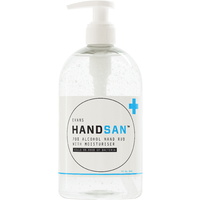 EVANS - HANDSAN  - 70% Alcohol Hand Rub Sanitiser Gel with Moisturiser Basin Bottle (500ml)