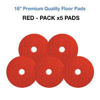 16 Inch Floor Pads - Red Case x5 Light Clean/Buffing Pads