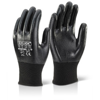 Click Nitrile Fully Coated Manual Handling Grip Gloves Black EN388 - Medium 