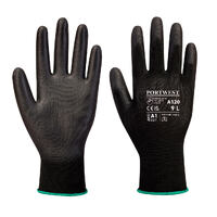 PU Palm Coated Grip Gloves Black (Medium)