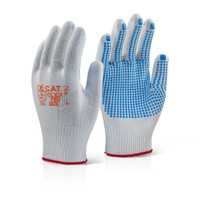 Click Nylon Fibre PVC Dotted Grip Gloves White & Blue