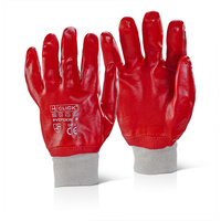 Click PVC Fully Coated Elasticated Cuff Red Gloves