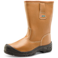 Premium Steel Toe Cap Rigger Boots Acrylic Fur Lined with Midsole Protection Tan