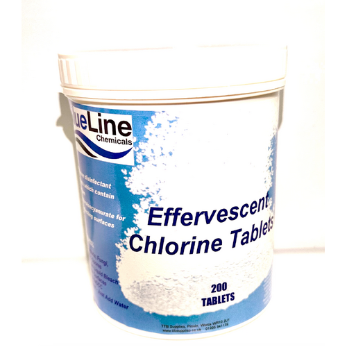 BLUELINE CHLORINE TABLETS EFFERVESCENT (Tub x200)