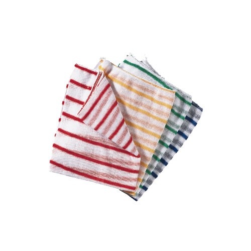 Colour Coded Striped Dish Cloths - Red (Pack x10)