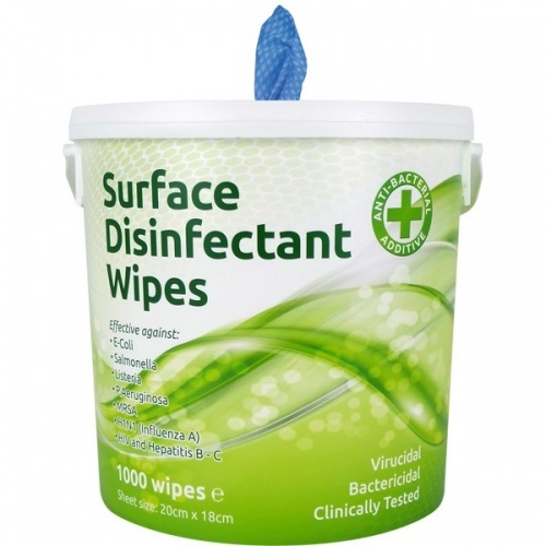 Surface Disinfectant Wipes Anti-Bac/Catering Grade EN1276 EN14476 (Bucket x1000 Wipes)