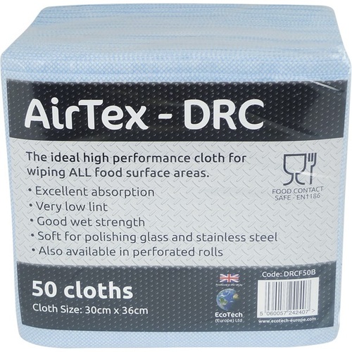AirTex Folded Blue - High Perormance Pulp/Latex Disposable Cleaning Cloths 8 x 50 (400)