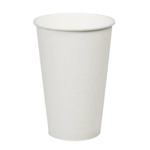 16oz Premium Paper Coffee Cups- White (Case x 500)
