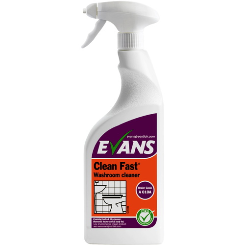 CASE OF 6 X EVANS - CLEAN FAST - Heavy Duty Acidic Bactericidal Cleaner (EN1276) (750ml)