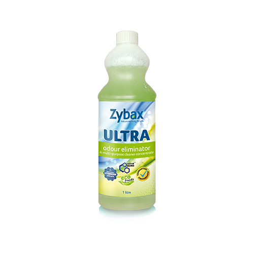 CASE OF 2 X Zybax Ultra - Ultimate Odour Eliminator & Multi Purpose Cleaner Concentrate (1L) 