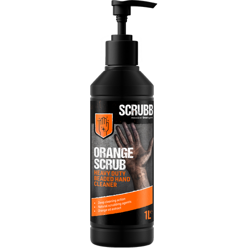 H23 - SCRUBB  Orange Scrub Heavy Duty Beaded Hand Cleaner - 1L Pump Action Bottle ORCA