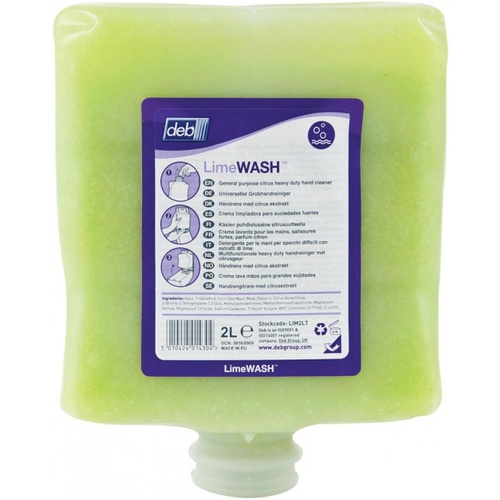 Deb LIM2LT - Lime Wash Cream Hand Cleaner 2L Case x4