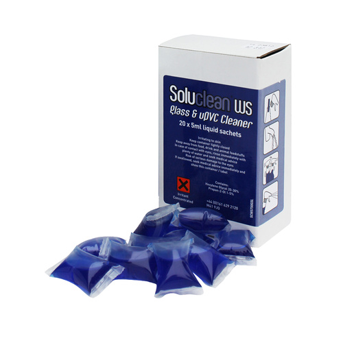 Soluclean (GSL) Glass, uPVC & Steel Cleaner (Fragrance Free) Box x20 Sachets (Makes x20 750ml Trigger Bottles)