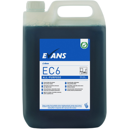 CASE OF 2 X EC6 ALL PURPOSE (5L) EVANS- All Purpose Hard Surface Cleaner (BLUE)