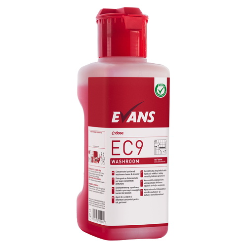 EVANS - EC9 WASHROOM (1L) - Washroom Cleaner & Descaler (Inc Dosing Cap) (RED)