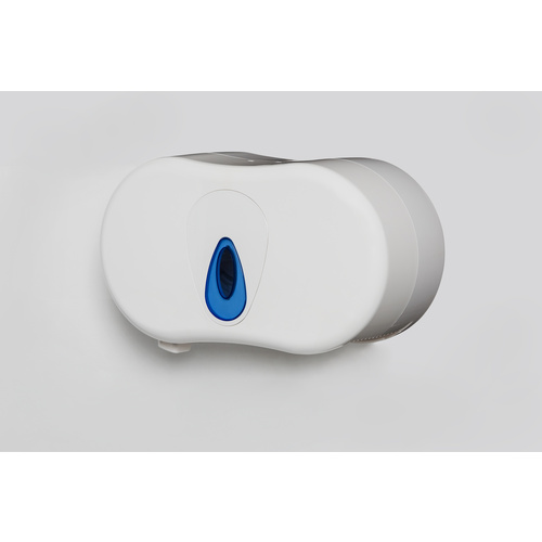 Twin Micro Jumbo Toilet Roll Dispenser - White