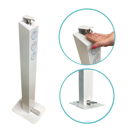 Hand Sanitiser Station. Foot pedal operated (Hands-free) - White