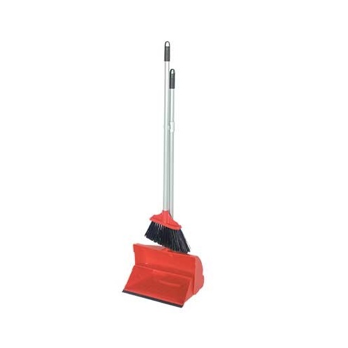 Long Handle Dust Pan & Brush Set - RED