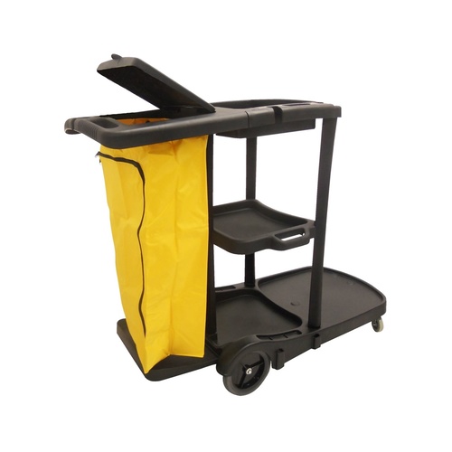 Swift Janitorial Trolley Black Inc Yellow PVC Bag & Lid (AF08180)