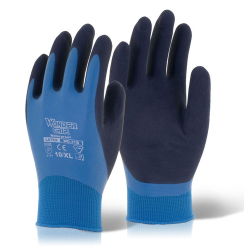 Wonder Grip Fully Coated Latex Water Resistant Dry/Wet Grip Glove Blue EN388