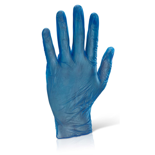 Powdered Blue Vinyl Gloves (Blue) - LARGE Box x100