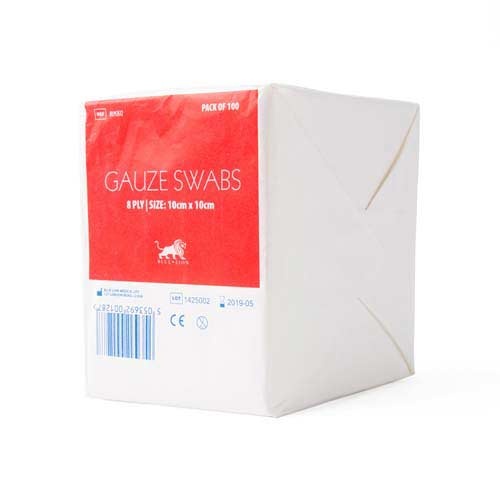 Gauze Swabs - 8ply - 10cm x 10cm (100)