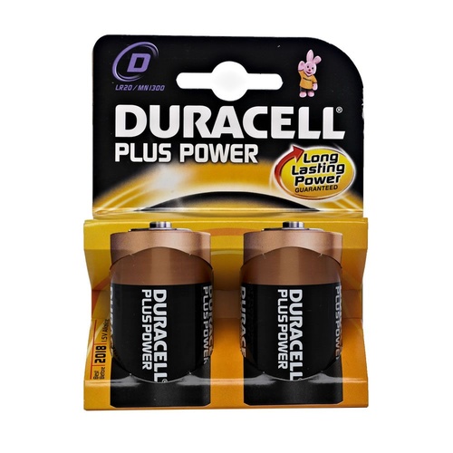Duracell Plus Battery D Pk2