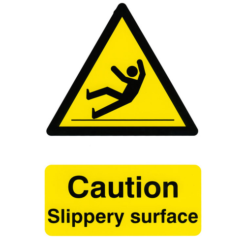 Caution Slippery Surface Semi-Rigid PVC Sign 200x300mm (Adhesive Backed)