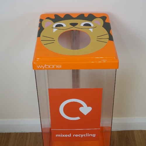 60L Yellow Lion ABS/Perspex Mixed Recycling Bin