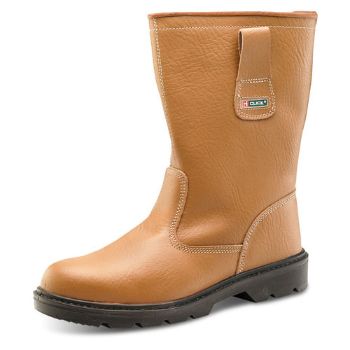 Steel Toe Cap Rigger Boots Acrylic Fur Lined with Midsole Protection Tan