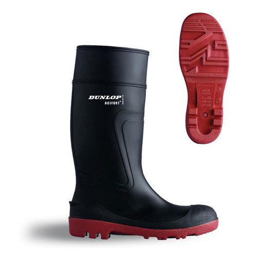 Dunlop Acifort Safety Wellington Boots Steel Toe Cap with Midsole ProtectionBlack & Red EN20345
