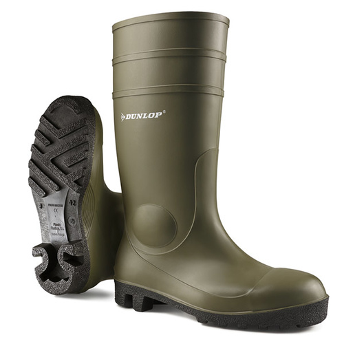 Dunlop Protomaster Safety Wellington Boots Steel Toe Cap with Midsole Protection Green & Black EN20345