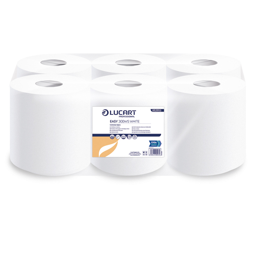EASY300WS (CWH300S) - Centre Feed Rolls - 1ply White 300m (x6 Rolls)