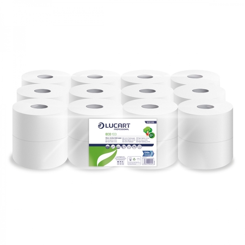 ECO103 (JWH103) - Micro Jumbo Toilet Rolls Recycled - 2ply White x125m (x24 Rolls)